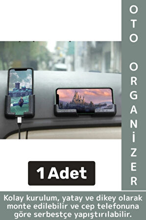 Kolay Montaj Oto Organizer Görüş Engellemez Ev Yatak Yanı Araç İçi Torpido Tablet Telefon Standı
