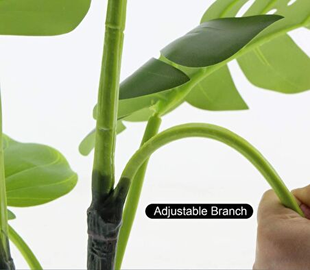 Yapay Çiçek Monstera Deve Tabanı Siyah Saksılı Salon Çiçeği 12 Yaprak