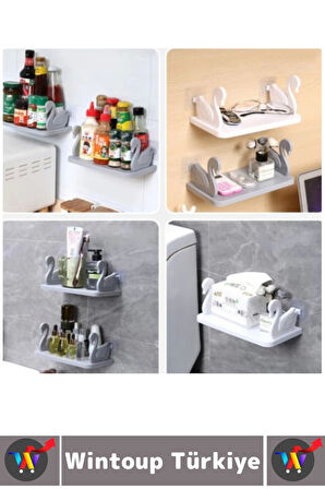 Yüksek Kaliteli Plastik Mutfak Banyo Takı Organizer Çok Şık Kuğu Tasarımlı Kendinden Yapışkanlı Raf
