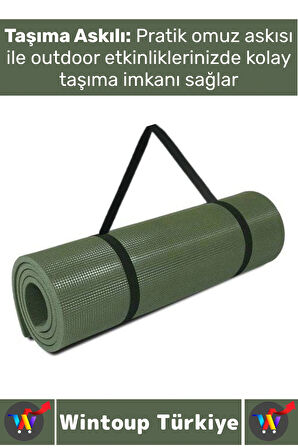 Dayanıklı Kamp Outdoor Yoga Pilates Su Geçirmez Hafif 12 Mm Kalın Köpük 180 X 60 Cm Askeri Haki Mat