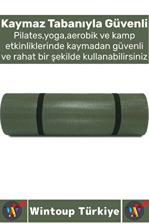 Dayanıklı Kamp Outdoor Yoga Pilates Su Geçirmez Hafif 12 Mm Kalın Köpük 180 X 60 Cm Askeri Haki Mat