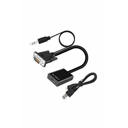 VGA Hdmi Çevirici Dönüştürücü Kablo Ses Destekli Vga to Hdmi