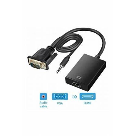 VGA Hdmi Çevirici Dönüştürücü Kablo Ses Destekli Vga to Hdmi