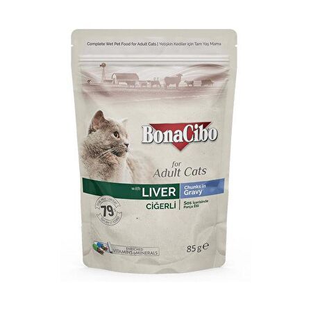 Soslu Ciğerli Pouch Yetişkin Kedi Yaş Maması 85 Gram x 12 Adet