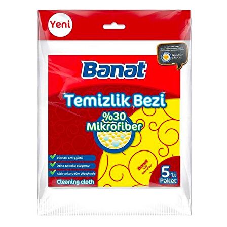 BANAT TEMIZLIK BEZI 5'LI MİKROFIBER %30