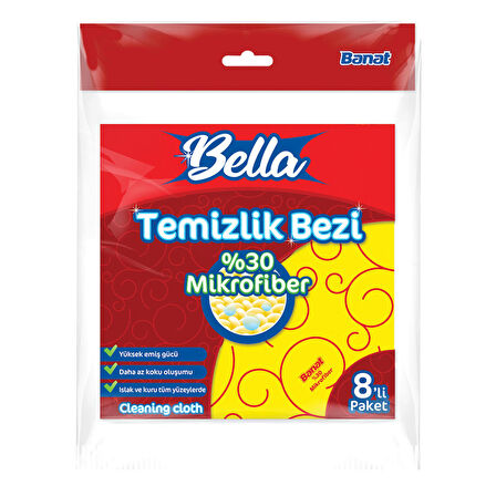 Bella %30 Mikrofiberli Temizlik Bezi 8'li