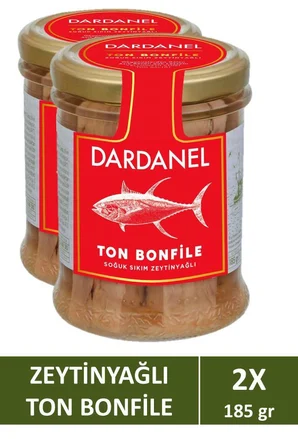 Zeytinyağlı Fileto Ton Balığı Cam Kavanoz 185 gr x 2 Adet
