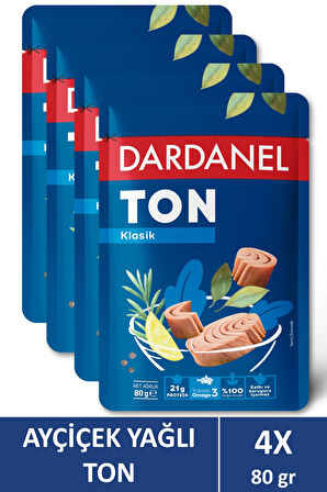 Dardanel Ayçiçek Yağlı Ton Balığı Poşet 80 gr x 4 Adet