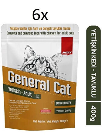 Jazzy General Cat Yetişkin Kedi Maması Tavuklu 6 x 400 gr