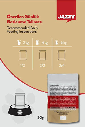 Jazzy Zero Grain Kedi Maması Etli Poşet 80 gr X 8 Adet
