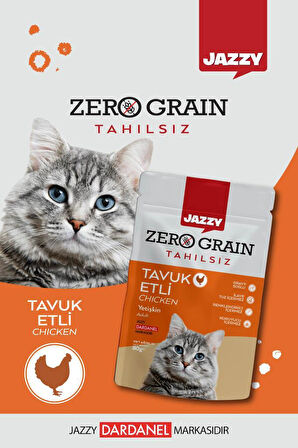 Jazyy Zero Grain Kedi Maması Tavuklu Poşet 80 gr x 8 Adet