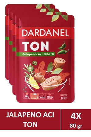 Ayçiçek Yağlı Jalepeno Biberli Ton Balığı Poşet 80 gr x 4 Adet