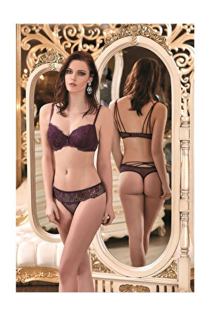 Kadın Siyah Desteksiz Sütyen String Takım