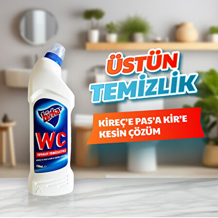 Birka WC Tuvalet ve Pisuvar Temizleyici 15 Adet x 750 ml - Güçlü Pas ve Kireç Çözücü, Tuvalet Hijyeninde Üstün Performans