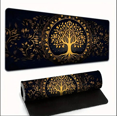 70X30 CM ALTIN HAYAT AĞACI TEMALI KAYDIRMAZ TABAN SPEED YÜZEY OYUNCU MOUSE PAD GAMİNG