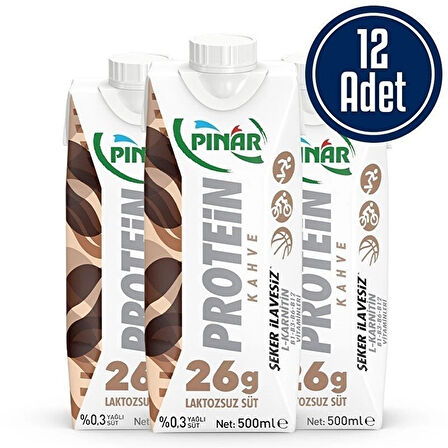 Pınar Proteinli Laktozsuz Süt 500 mL 12 Adet - VANİLYA