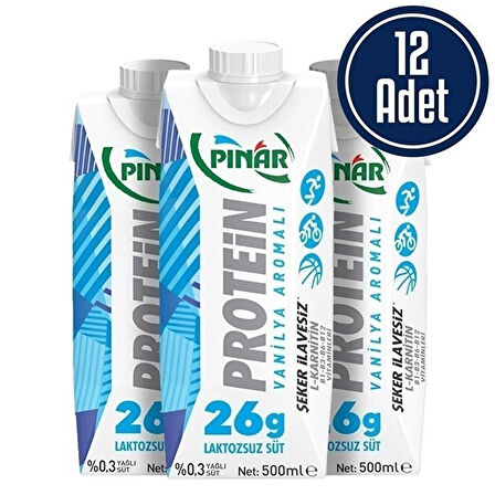 Pınar Proteinli Laktozsuz Süt 500 mL 12 Adet - VANİLYA