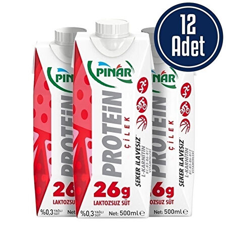 Pınar Proteinli Laktozsuz Süt 500 mL 12 Adet - VANİLYA