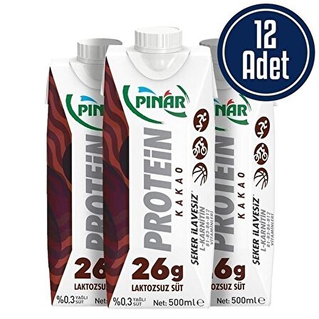 Pınar Proteinli Laktozsuz Süt 500 mL 12 Adet - KAKAO