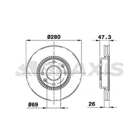 Hyundaı On Fren Disk Aynası Havalı Hyundaı Elantra 1.6 2.0 00-06 Sonata 2.0 01-04 Meganetis 2.0 01-> (280x4) - Braxıs Ae0567