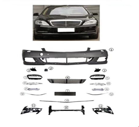 Mercedes On Tampon Seti İzgaralar + Nikelajlar W221 10> - Vortex V2206390