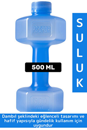 Dayanıklı Plastik Gündelik Spor Fitness Şık Tarz Eğlenceli Dumbell Tasarımlı Dambıl Suluk 500 ML