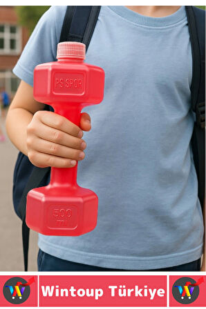 Dayanıklı Plastik Gündelik Spor Fitness Şık Tarz Eğlenceli Dumbell Tasarımlı Dambıl Suluk 500 ML