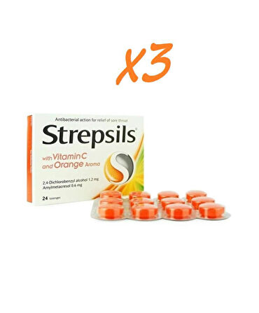 Strepsils_C Vitaminli Portakal Aromalı 24 Pastil-3 KUTU-SKT:07/2026