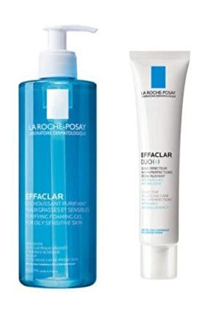 La Roche Posay Effaclar Akneye Eğilimli ve Yağlı Ciltler İçin Arındırıcı Gece-Gündüz Akne Krem-Jel 2'li Bakım Seti  40-400 ml 