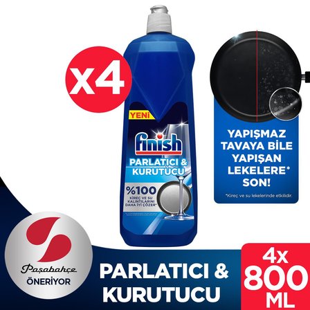 Bulaşık Makinesi Parlatıcı & Kurutucu Sıvı 800 ml x 4