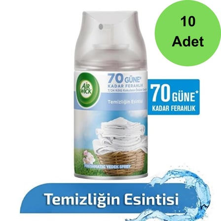 Air Wick Freshmatic Otomatik Sprey Temizliğin Esintisi Yedek Sprey 250 ml x 10 Adet