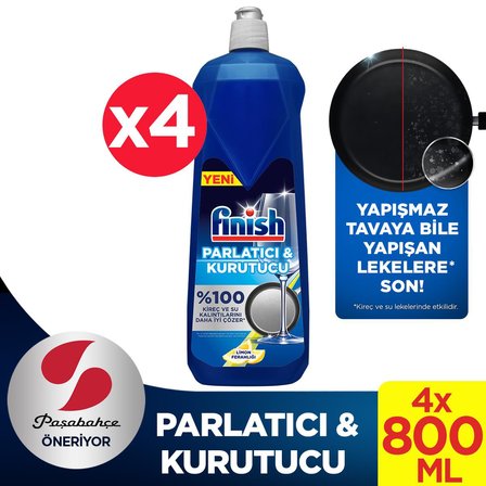 Bulaşık Makinesi Parlatıcı & Kurutucu Sıvı Limon 800 ml x4
