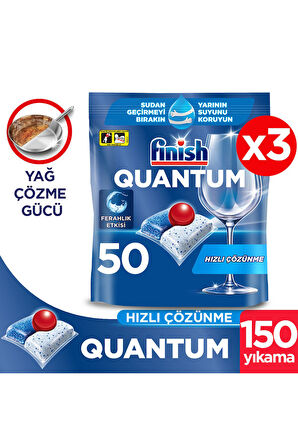 Quantum Hepsi Bir Arada Bulaşık Makinesi Deterjanı Kapsül Tablet 150 Adet (50 x 3'lü)