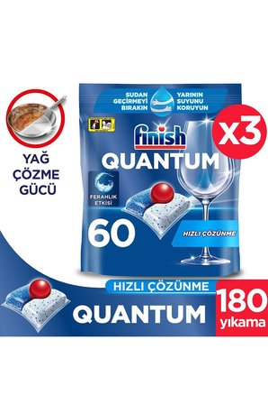 Quantum Hepsi Bir Arada Bulaşık Makinesi Deterjanı Kapsül Tablet 180 Adet (60 x 3'lü)