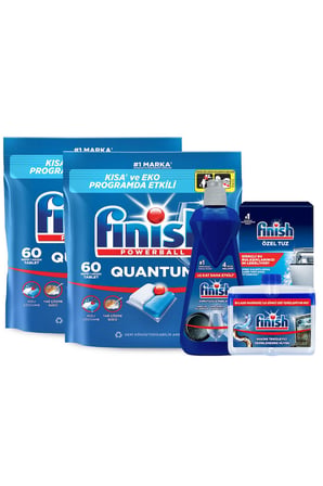 Finish Quantum Ultimate Bulaşık Makinesi Tableti 2x60'lı + Temizlik ve Bakım Seti 