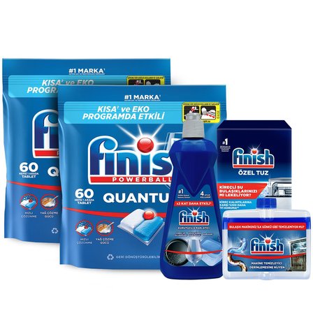 Finish Quantum Ultimate Bulaşık Makinesi Tableti 2x60'lı + Temizlik ve Bakım Seti 