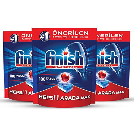 Finish Hepsi Bir Arada 300 Yıkama Tablet Bulaşık Makinesi Deterjanı 3x100 Adet 