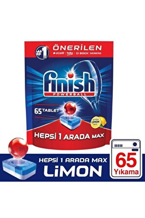 Finish Hepsi Bir Arada Limon Kokulu 65 Yıkama Tablet Bulaşık Makinesi Deterjanı 65 Adet 