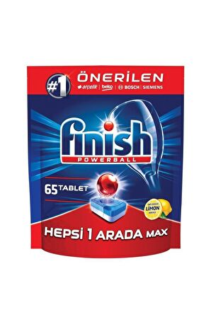 Finish Hepsi Bir Arada Limon Kokulu 65 Yıkama Tablet Bulaşık Makinesi Deterjanı 65 Adet 