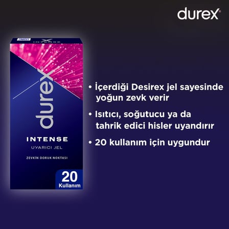 Durex Intense Uyarıcı Jelli ve Tırtıklı Prezervatif 30'lu + Durex Intense Uyarıcı Jel 10ml