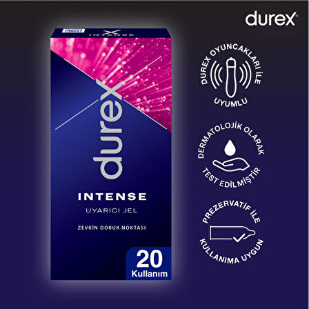 Durex Intense Uyarıcı Jelli ve Tırtıklı Prezervatif 30'lu + Durex Intense Uyarıcı Jel 10ml