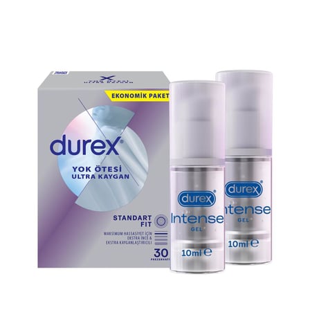 Durex Yok Ötesi Ultra Kaygan İnce Prezervatif 30'lu + Durex Intense Uyarıcı Jel 10ml