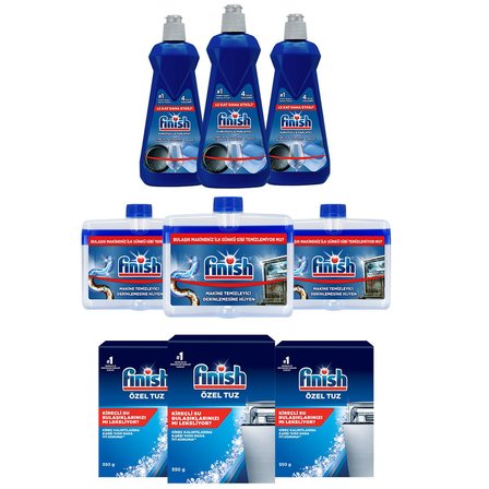 Temizlik ve Bakım Seti x3 (Parlatıcı 400 ml + Makine Temizleyici Sıvı 250 ml + Tuz 550 g)