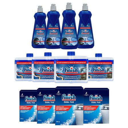Temizlik ve Bakım Seti x4 (Parlatıcı 400 ml + Makine Temizleyici Sıvı 250 ml + Tuz 550 g)