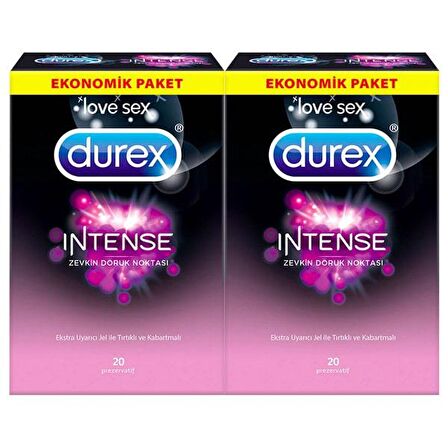 Durex Intense Uyarıcı Prezervatif 20 li x 2 Adet (40 lı Avantaj)