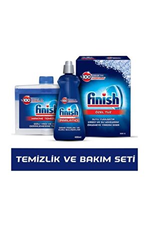 Finish Bulaşık Makinesi Parlatıcısı 400 ml + Finish Tuz + Finish Makine Temizleyici 