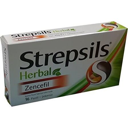 Strepsils Herbal Zencefil İçerikli Pastil Takviye Edici Gıda 16 Adet