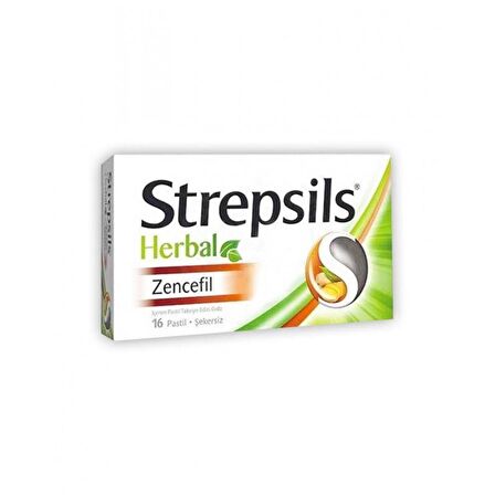 Strepsils Herbal Zencefil İçerikli Pastil Takviye Edici Gıda 16 Adet