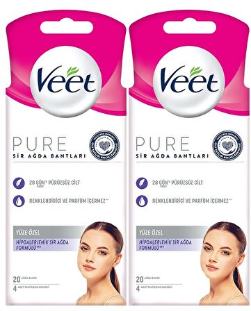 Veet Pure Sir Ağda Bandı Yüz 20 li x 2 Adet