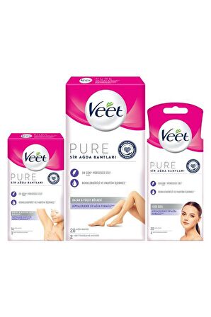 Veet Pure Ağda Bandı Komple Bakım Seti (Yüz Ağda Bandı + Bikini & Koltuk Altı + Bacak & Vücut)